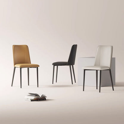 Contemporary Nordic Rounded-Edge Microfiber Leather Carbon Steel Dining Chair Backrest For Dining Room