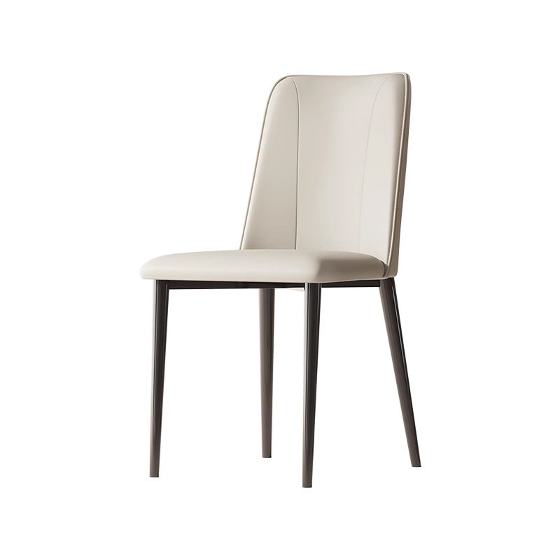 Contemporary Nordic Rounded-Edge Microfiber Leather Carbon Steel Dining Chair Backrest For Dining Room
