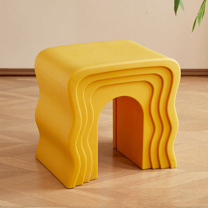 Contemporary Creative Wavy-Line Arch-Shaped PE Stool Backless For Bedroom & Living Room