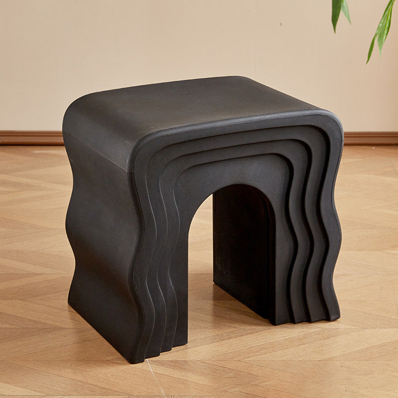 Contemporary Creative Wavy-Line Arch-Shaped PE Stool Backless For Bedroom & Living Room