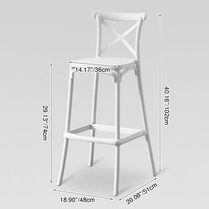 Modern Minimalist Square X Design PP Bar Stool Backrest For Dining Room & Kitchen