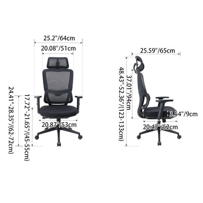 Modern Minimalist Ergonomic Rolling Desk Chair Nylon & PP with Fabric Mesh Height Adjustable Swivel Design Armrest Headrest for Home Office