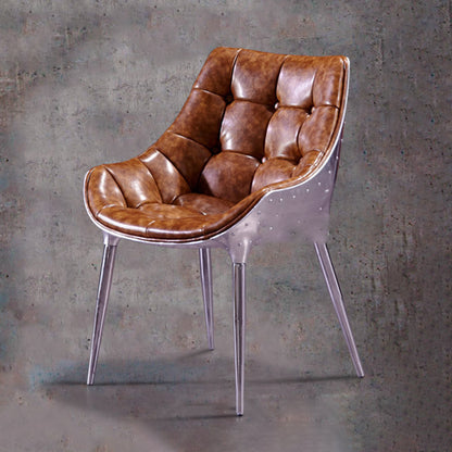 Contemporary Industrial Rivet Design Aluminum Alloy Faux Leather Accent Chair Backrest For Living Room