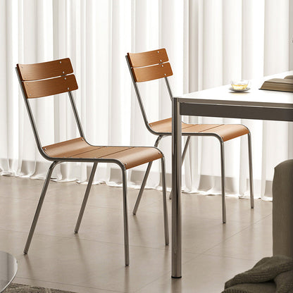 Modern Minimalist Square Solid Wood Plywood Electroplated Iron Dining Chair Backrest For Dining Room