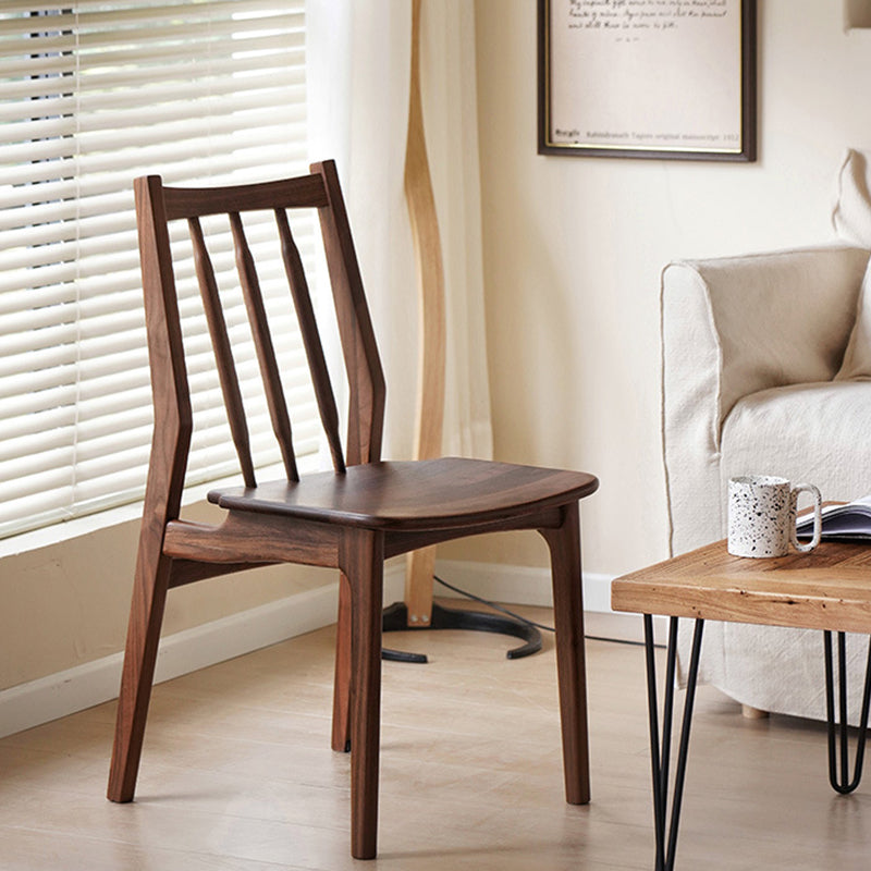 Contemporary Nordic Square-Cornered Solid Wood Dining Chair Backrest For Dining Room