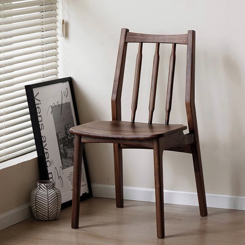 Contemporary Nordic Square-Cornered Solid Wood Dining Chair Backrest For Dining Room