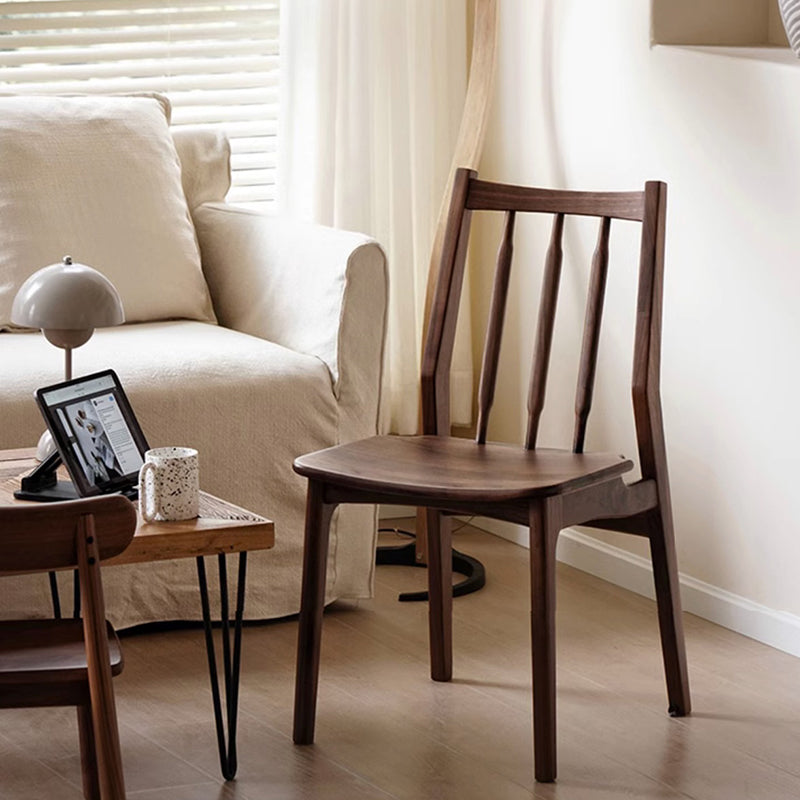 Contemporary Nordic Square-Cornered Solid Wood Dining Chair Backrest For Dining Room
