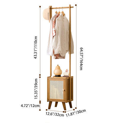Contemporary Scandinavian Rectangular MDF Bamboo Hall Tree 1-Cabinet For Bedroom
