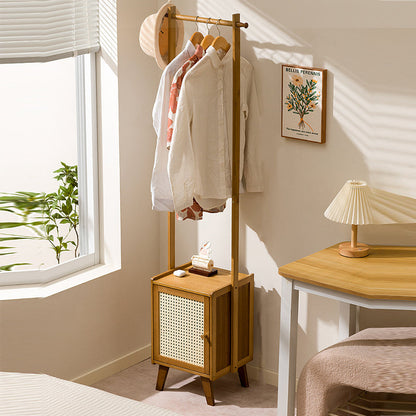 Contemporary Scandinavian Rectangular MDF Bamboo Hall Tree 1-Cabinet For Bedroom