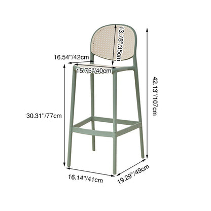 Modern Minimalist Rectangular PP Rattan Weaving Bar Stool Backrest Footrest For Dining Room