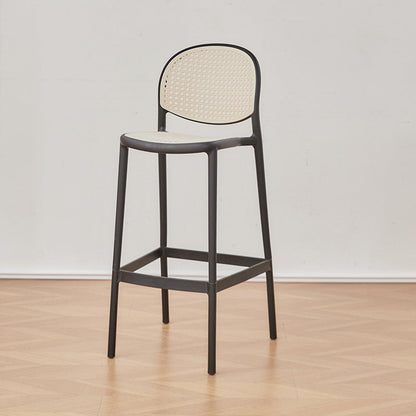 Modern Minimalist Rectangular PP Rattan Weaving Bar Stool Backrest Footrest For Dining Room