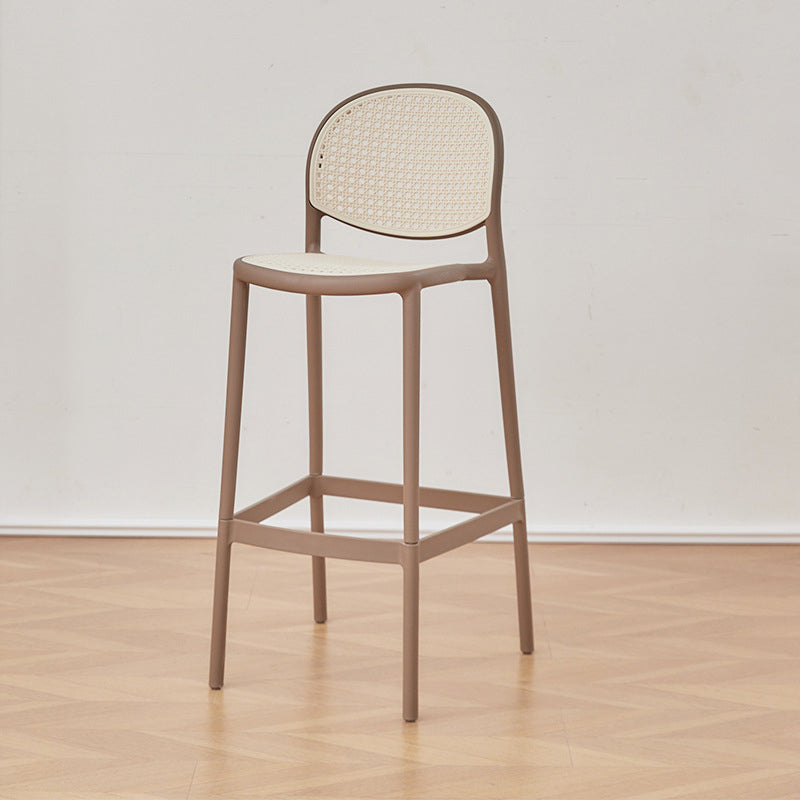 Modern Minimalist Rectangular PP Rattan Weaving Bar Stool Backrest Footrest For Dining Room