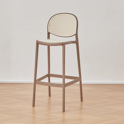 Modern Minimalist Rectangular PP Rattan Weaving Bar Stool Backrest Footrest For Dining Room