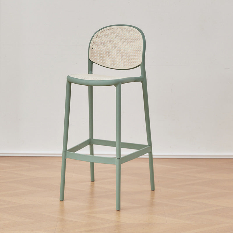 Modern Minimalist Rectangular PP Rattan Weaving Bar Stool Backrest Footrest For Dining Room