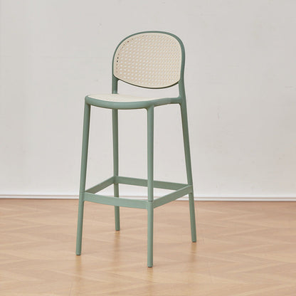 Modern Minimalist Rectangular PP Rattan Weaving Bar Stool Backrest Footrest For Dining Room