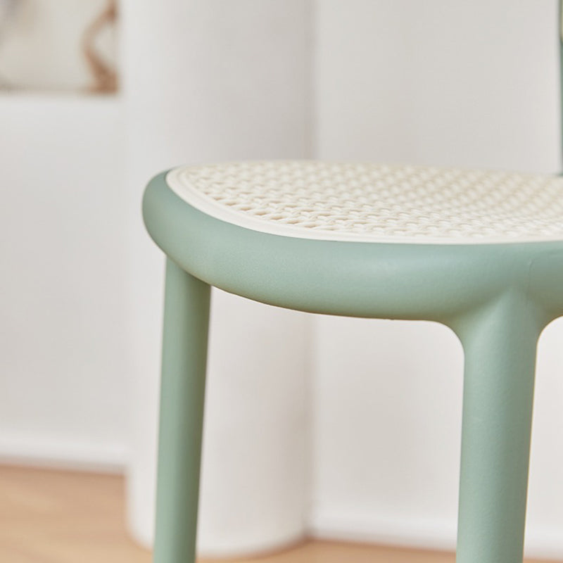 Modern Minimalist Rectangular PP Rattan Weaving Bar Stool Backrest Footrest For Dining Room