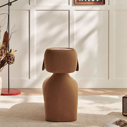 Contemporary Creative Dog Design Carbon Steel Brushed Velvet Kids Stool With Rotatable Head For Living Room