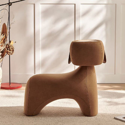 Contemporary Creative Dog Design Carbon Steel Brushed Velvet Kids Stool With Rotatable Head For Living Room