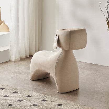 Contemporary Creative Dog Design Carbon Steel Brushed Velvet Kids Stool With Rotatable Head For Living Room