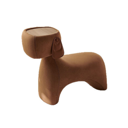 Contemporary Creative Dog Design Carbon Steel Brushed Velvet Kids Stool With Rotatable Head For Living Room