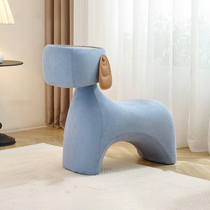 Contemporary Creative Dog Design Carbon Steel Brushed Velvet Kids Stool With Rotatable Head For Living Room