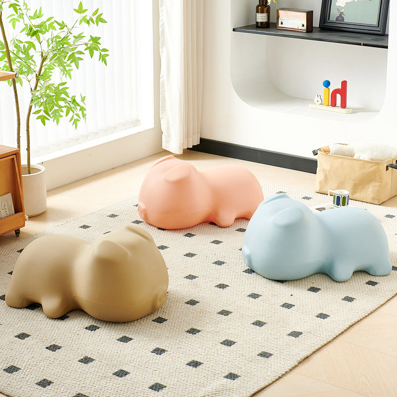 Contemporary Creative Piggy Design PE Footstool Backless For Living Room & Entryway