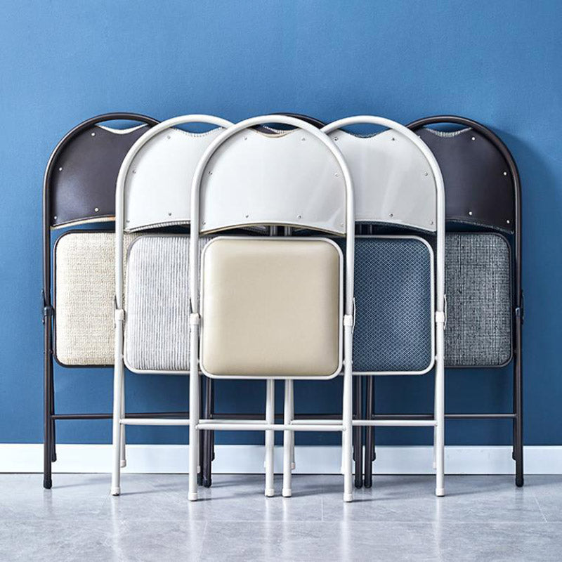 Modern Minimalist Cotton-linen Blend Carbon Steel Square Folding Dining Chair For Restaurant & Home Use