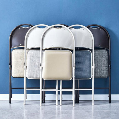 Modern Minimalist Cotton-linen Blend Carbon Steel Square Folding Dining Chair For Restaurant & Home Use