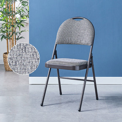 Modern Minimalist Cotton-linen Blend Carbon Steel Square Folding Dining Chair For Restaurant & Home Use