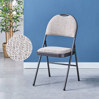 Modern Minimalist Cotton-linen Blend Carbon Steel Square Folding Dining Chair For Restaurant & Home Use
