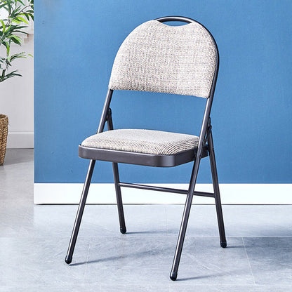 Modern Minimalist Cotton-linen Blend Carbon Steel Square Folding Dining Chair For Restaurant & Home Use