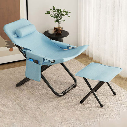 Modern Minimalist Oxford Fabric & Iron Rectangular Foldable Adjustable Accent Chair For Living Room