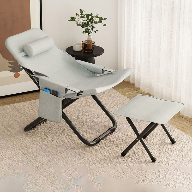 Modern Minimalist Oxford Fabric & Iron Rectangular Foldable Adjustable Accent Chair For Living Room