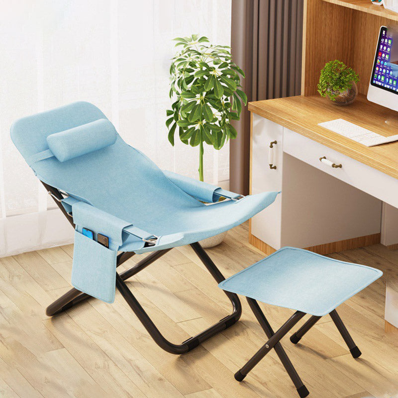 Modern Minimalist Oxford Fabric & Iron Rectangular Foldable Adjustable Accent Chair For Living Room