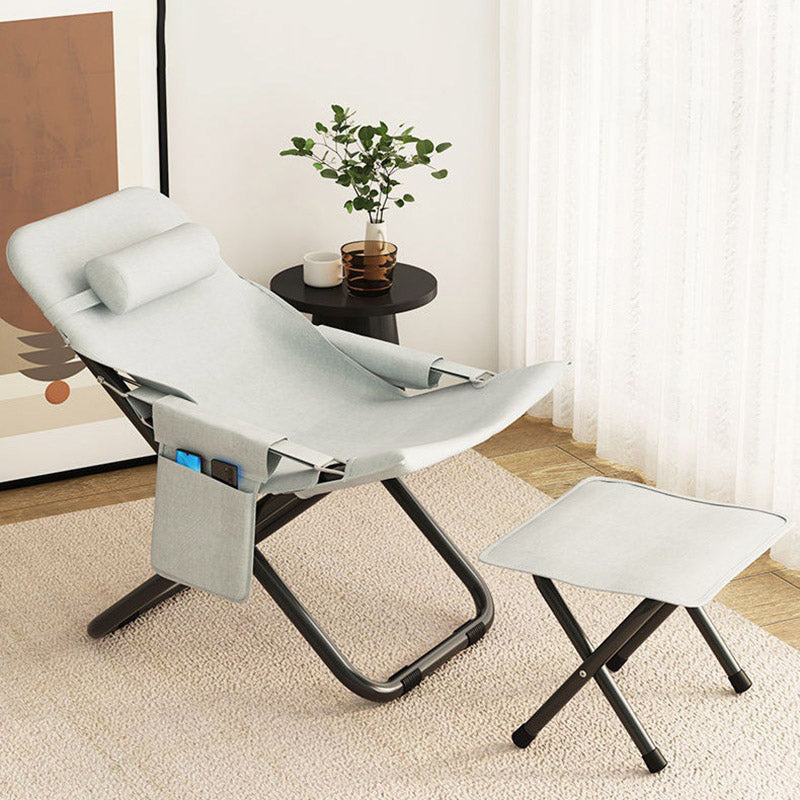 Modern Minimalist Oxford Fabric & Iron Rectangular Foldable Adjustable Accent Chair For Living Room