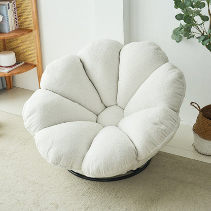 Contemporary Creative Plush Fabric & Iron Petal Swivel Accent Chair With Backrest For Living Room & Bedroom