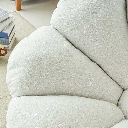 Contemporary Creative Plush Fabric & Iron Petal Swivel Accent Chair With Backrest For Living Room & Bedroom