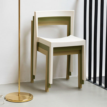 Modern Minimalist PP Rectangular Dining Chair With Backrest For Dining Room