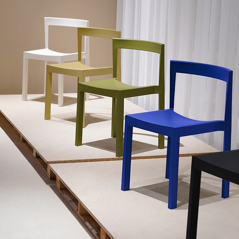 Modern Minimalist PP Rectangular Dining Chair With Backrest For Dining Room