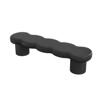 Contemporary Creative Solid Wood Wave-Design Bench With Faux Leather/Velvet For Entryway
