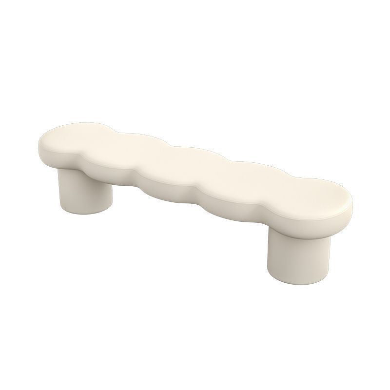Contemporary Creative Solid Wood Wave-Design Bench With Faux Leather/Velvet For Entryway