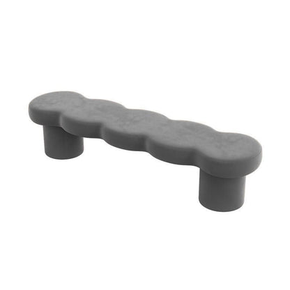 Contemporary Creative Solid Wood Wave-Design Bench With Faux Leather/Velvet For Entryway