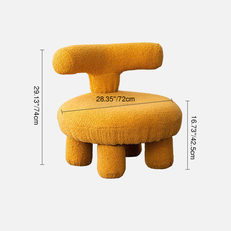 Modern Minimalist MDF Sherpa Fabric Round Low Stool With Backrest For Living Room & Entryway