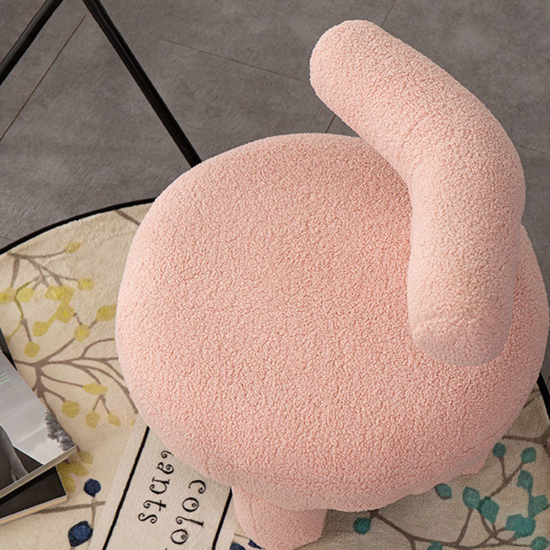 Modern Minimalist MDF Sherpa Fabric Round Low Stool With Backrest For Living Room & Entryway