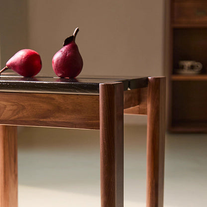 Traditional Japanese Solid Rubberwood Square Vanity Stool For Bedroom, Living Room & Entryway