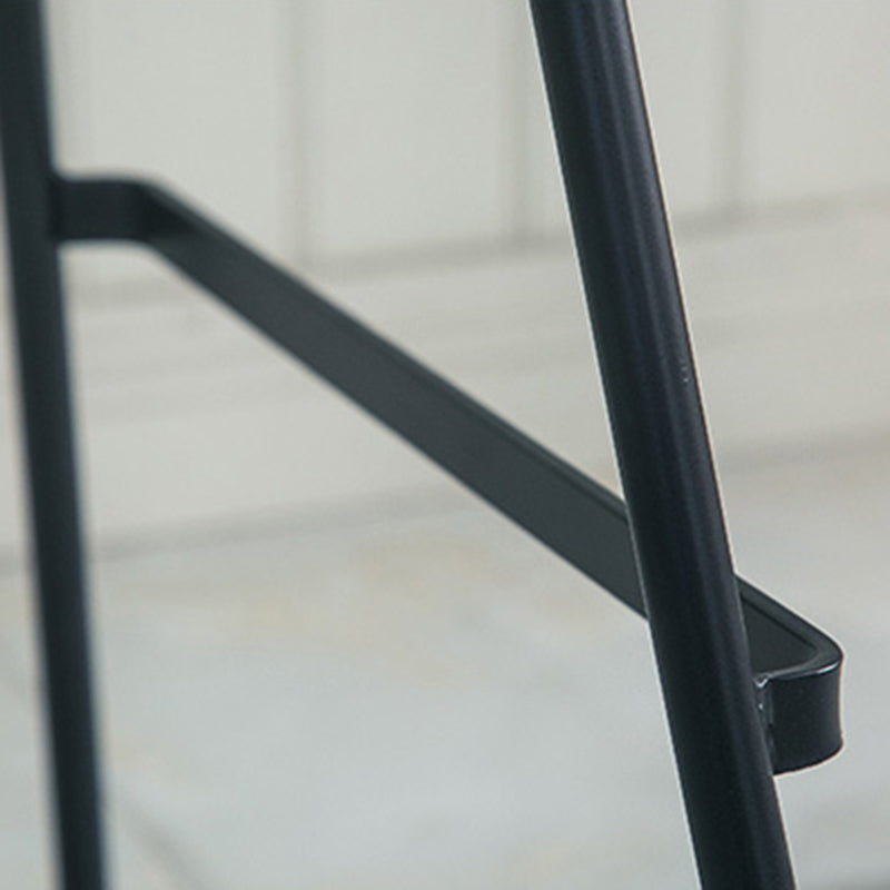 Modern Minimalist Wrought Iron & Leather Round Bar Stool With Backrest Footrest For Dining Room