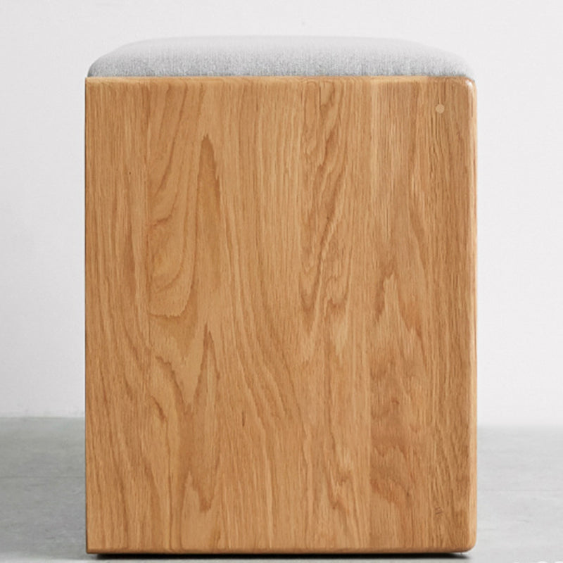 Modern Minimalist Solid Wood & Linen Rectangular Shoe Bench With Drawer And Dual Storage Spaces For Entryway