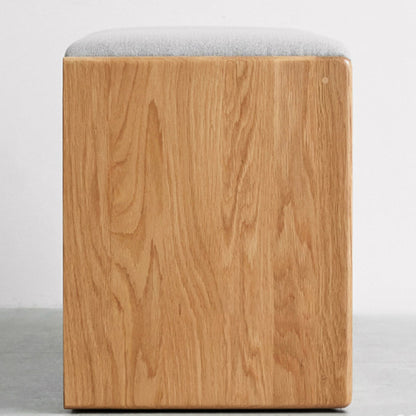 Modern Minimalist Solid Wood & Linen Rectangular Shoe Bench With Drawer And Dual Storage Spaces For Entryway