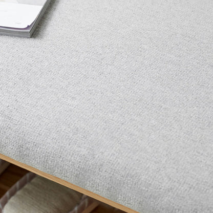 Modern Minimalist Solid Wood & Linen Rectangular Shoe Bench With Drawer And Dual Storage Spaces For Entryway
