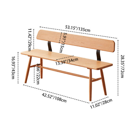 Modern Minimalist Solid Wood Rectangular Bench With Backrest For Dining Room & Bedroom & Living Room